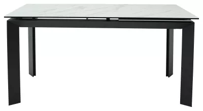 Стол CREMONA 140 KL-99 Белый мрамор матовый, итальянская керамика / черный каркас, ®DISAUR