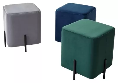 Пуф для гостиной ФЕЛИКС квадратный зеленый #19, велюр / черный каркас М-City