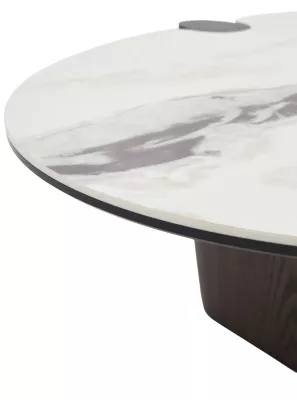 Стол кофейный АРН (ARN) цвет FENDI WHITE керамика на стекле/массив/ МДФ, дубовый шпон ®DISAUR