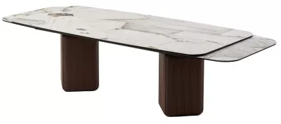 Стол ТЕРРА (TERRA) 240-360 Бежевый мрамор TL-331, испанская керамика / орех, ®DISAUR