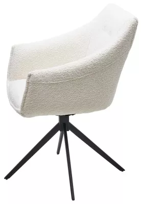Стул КЛАУДС (CLOUDS) 360 град. поворот. Белый Wales 101, букле/ черный каркас / Товарный знак DISAUR