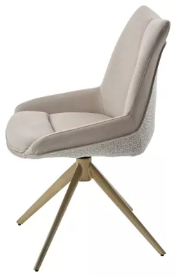 Стул ОСКАР (OSKAR) 360 град, цвет КРЕМОВЫЙ (RIELY-111/PRESENT-120), ткань / ШАМПАНЬ каркас, ®DISAUR