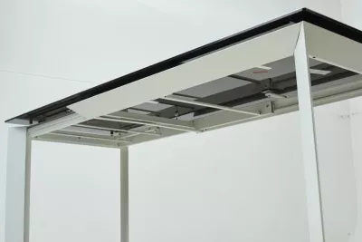 Стол КРЕМОНА (CREMONA) 180 KL-188 Контрастный мрамор матовый, итальянская керамика/ БЕЛЫЙ, ®DISAUR