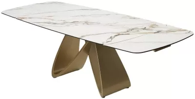 Стол PALACIO 180  KL-188 Контрастный мрамор матовый, итальянская керамика/ Шампань, ®DISAUR