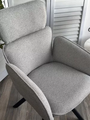 Стул ЛОНГ (LONG) 360 град. поворот. NS10 Серый, букле / черный каркас