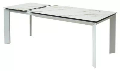 Стол CREMONA 180 KL-188 Контрастный мрамор матовый, итальянская керамика/ белый каркас, ®DISAUR