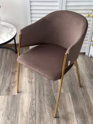 Стул DILL MOMO-05 тауп, велюр "беспальчиковый"/ золотой каркас М-City