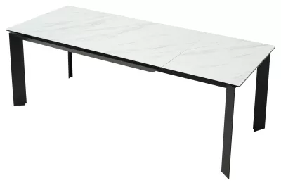Стол CREMONA 140 KL-99 Белый мрамор матовый, итальянская керамика / черный каркас, ®DISAUR