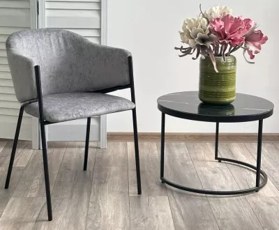 Стул ДИЛЛ, цвет RAIN 17 серый, велюр / черный каркас М-City