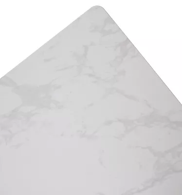 Стол ТИК ТАК 90  Белый мрамор MATTE, керамика / Черный каркас М-City