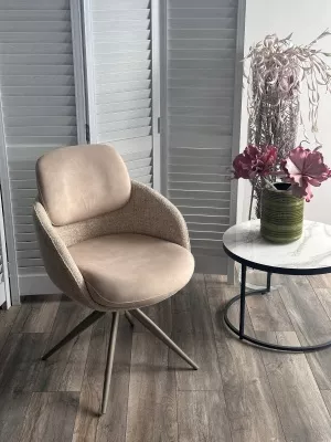 Стул ГРЕЙС (GRACE) 360 град., цвет БЕЖЕВЫЙ (PENA-120 / G1229-3, ткань / ЛАТТЕ каркас, ®DISAUR