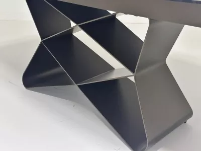 Стол ABSALON 180 ICE AGATE, керамика, стекло / Шоколадное золото каркас, ®DISAUR