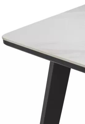 Стол ТИК ТАК 120 цвет Белый мрамор активный, керамика / Черный каркас