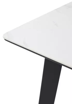 Стол ТИК ТАК 90  Белый мрамор MATTE, керамика / Черный каркас М-City