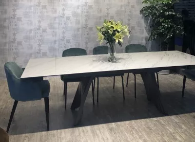 Стол IVAR 180 MARBLES KL-99 Белый мрамор, итальянская керамика/серый, ®DISAUR