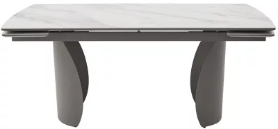 Стол ОЛЬХОН 180 цвет БЕЛЫЙ МРАМОР АКТИВНЫЙ , керамика / Латте каркас