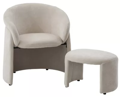 Кресло+оттоманка HUG AT5139-09 Св. бежевый, ткань/каркас металл в обивке AT5139-09 ®DISAUR