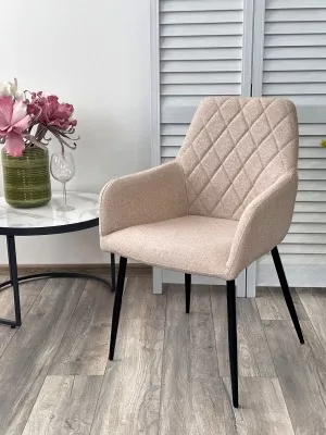 Стул NOVARA Barrel-09 Бежевый, ткань / черный каркас / Товарный знак DISAUR