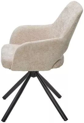 Стул НУРИ (NURI) 180 град. поворот. цвет 3018-10 бежевый, шенилл/ черный каркас, ®DISAUR