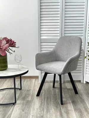 Стул ДЖЕТ (JET) 360 град. поворот. B22 Серый, велюр / черный каркас