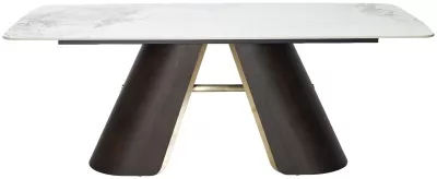 Стол SELTA 200  Белый мрамор CA071, керамика / Дуб/Золотой, ®DISAUR