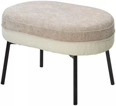 Пуф для гостиной RORY 3018-01 белый / 3018-10 бежевый, шенилл / черный каркас, ®DISAUR