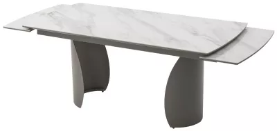 Стол ОЛЬХОН 180 цвет БЕЛЫЙ МРАМОР АКТИВНЫЙ , керамика / Латте каркас