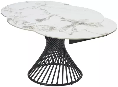 Стол БУЕНО (BUENO) 120 цвет МРАМОР (GLOSS GOLDEN JADE SOLID CERAMIC) / ЧЕРНЫЙ, ®DISAUR