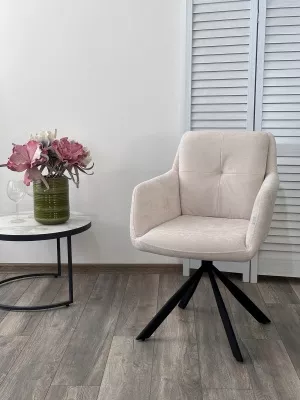 Стул ФЕДЕРИКО ДАНС 180 град. поворотный, NORDIC 11 Молочный / Черный каркас, M-City