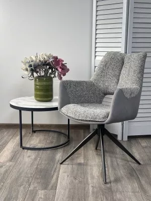 Стул ДАВЕН (DAVEN) 360 град, цвет СЕРЫЙ RIELY-450 /  G1038-04 , ткань  /ТЕМНО-СЕРЫЙ каркас, ®DISAUR