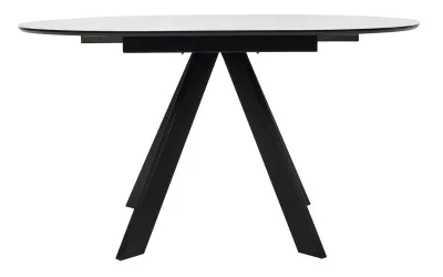 Стол БОНЖУР 100 БЕЛЫЙ МРАМОР, стекло, черная шагрень / ЧЕРНЫЙ каркас М-City