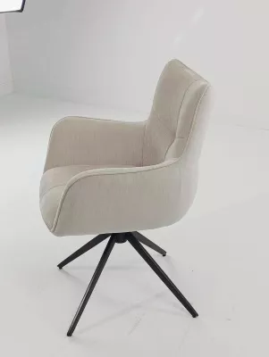 Стул PRATO 360 град поворот с возвратом BOSTON-102 латте, ткань / медный брашированный, ®DISAUR