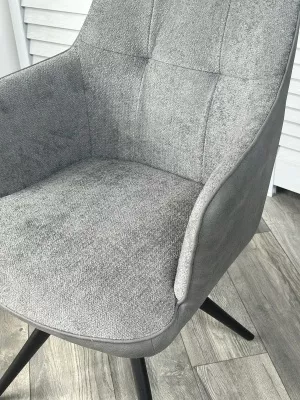 Стул НОРМАН 360 град., цвет BELLA-13/CYPRUS-10 серый, шенилл/замша / черный каркас