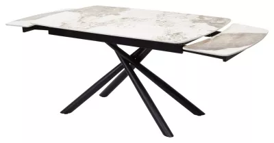 Стол РИВОЛИ (RIVOLI) 140 цвет ПАНДОРА (GLOSS LUXURY PANDORA SOLID CERAMIC) / ЧЕРНЫЙ, ®DISAUR