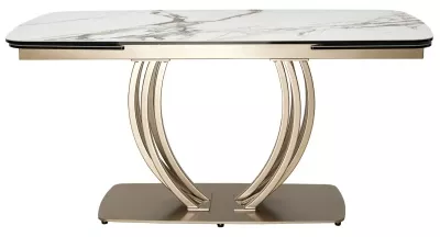 Стол МАТЕРА (MATERA) 160 цвет KL-188 Контрастный мрамор матовый, итал. керамика/ ШАМПАНЬ, ®DISAUR