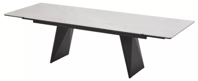 Стол ШЕРЛ  200 цвет ОНИКС (CRYSTAL ONIX BIANCO), керамика / Черный каркас
