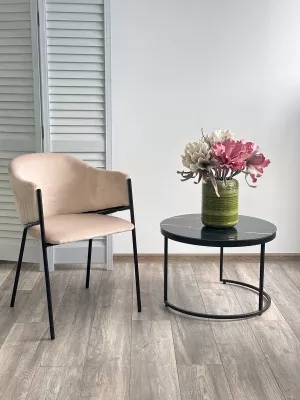 Стул ДИЛЛ, цвет H-06 Бежевый, велюр / черный каркас