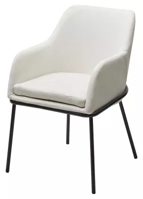 Стул АЛИСТЕР, цвет RAIN 1 молочный велюр / черный каркас