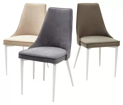 Стул НЕПАЛ (NEPAL-P) БЕЖЕВЫЙ #5, велюр/ белый каркас