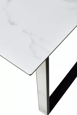 Стол Франк 160 БЕЛЫЙ МРАМОР, стекло / БЕЛЫЙ МРАМОР - ЧЕРНЫЙ, М-City