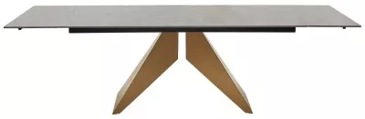 Стол АЛЕС (ALES) 180  ЧЕРНЫЙ МРАМОР (BLACK GRAVE SOLID CERAMIC), керамика / бронзовый, ®DISAUR