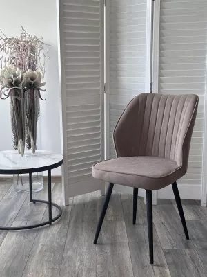 Стул РОССО 360 град. поворот. цвет B5 Капучино, велюр / черный каркас