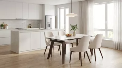 Стол БЭТИС (BETIS) 180 цвет МРАМОР (MATTE GILDED WHITE SOLID CERAMIC) / Орех (WALNUT), ®DISAUR