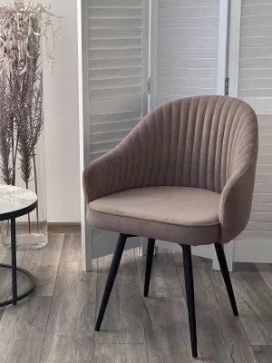 Стул ШЕЛЛ 360 град. поворот. цвет B5 Капучино, велюр / черный каркас