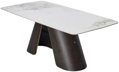 Стол SELTA 200  Белый мрамор CA071, керамика / Дуб/Золотой, ®DISAUR