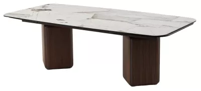 Стол ТЕРРА (TERRA) 240-360 Бежевый мрамор TL-331, испанская керамика / орех, ®DISAUR