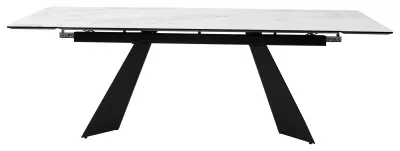 Стол Купер 160 БЕЛЫЙ МРАМОР, черная шагрень, стекло / ЧЕРНЫЙ каркас М-City