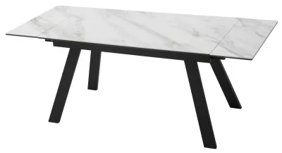 Стол МОРИС-2 140 цвет БЕЛЫЙ МРАМОР АКТИВНЫЙ, керамика / Черный каркас