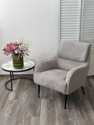 КреслоМАГДА (MAGDA) цвет Cato-16 серый, ткань / черный каркас, ®DISAUR