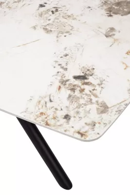 Стол РИВОЛИ (RIVOLI) 140 цвет ПАНДОРА (GLOSS LUXURY PANDORA SOLID CERAMIC) / ЧЕРНЫЙ, ®DISAUR